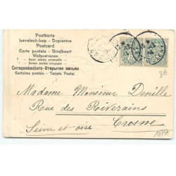 n°18777 - Carte Gaufrée - Bonne Année 1905 - Fillette au milieu d'un trèfle