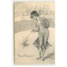 n°18782 - Prosit Neujahr - Femme torréador avec un cochon