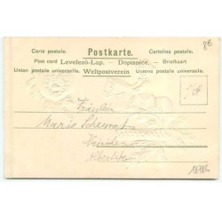 n°18786 - Carte Gaufrée - Fröhliche Weihnachten - Cavalier sur un cheval en bois, un coeur