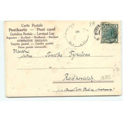 n°18793 - Carte Gaufrée - Srdecné prani k novemu roku - Anges se protégeant sous un parapluie d'une pluie de pièces