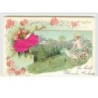 n°1880 - Carte Gaufrée - Angelot dans un berceau