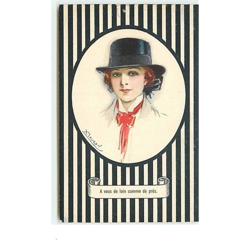 n°10826 - Carte Illustrateur - Mauzan - Femme avec Chapeau - A vous de loin comme de près