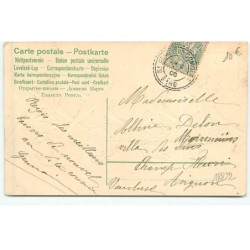 n°18822 - Carte Gaufrée - Heureuse Année 1906 - Hommes sautant par-dessus les chiffres