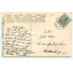 n°18827 - Carte Gaufrée - Flatscher - Prosit Neujahr - Bébé près d'une fillette avec un chaton sur les genoux