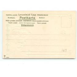 n°10829 - Carte Fantaisie Gaufrée - Chiens regardant un trèfle à 4 feuilles