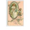 n°1884 - Carte Gaufrée - Angelot facteur apportant des nouvelles à une femme