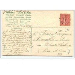 n°1887 - Carte Gaufrée - Bonne fête - Fillette en tissu vert recevant un message par une hirondelle