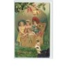n°1890 - Carte Gaufrée - Mes meilleurs souhaits - Enfants sortant d'un coffre