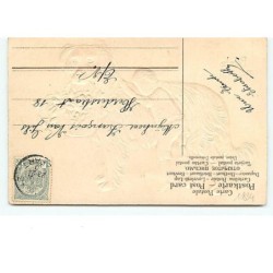 n°10834 - Carte Fantaisie Gaufrée - Porte Bonheur - Saint Bernard et enfant
