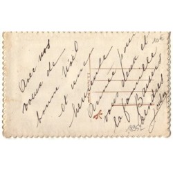 n°18952 - Carte Brodée - Joyeux Noël - Eglise, fleurs
