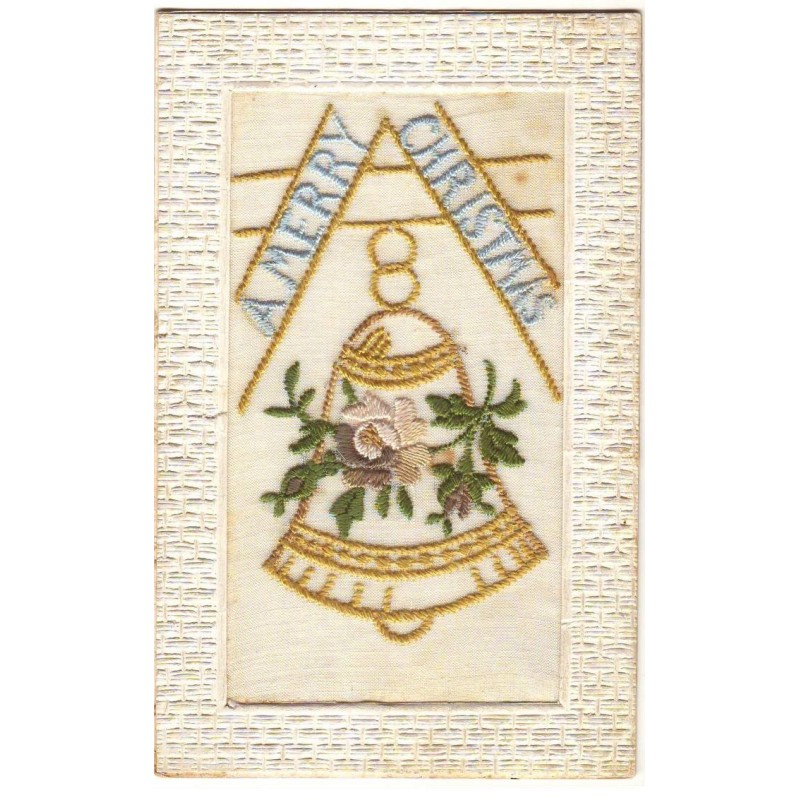 n°18953 - Carte Brodée - A Merry Christmas - Cloche
