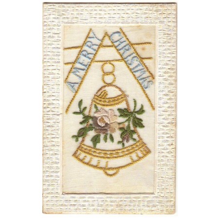 n°18953 - Carte Brodée - A Merry Christmas - Cloche