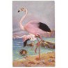 n°18957 - Carte à plume - Flamant Rose sur une plage