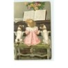 n°10835 - Carte Fantaisie Gaufrée - Fillette et chiens jouant du piano
