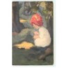 n°18960 - Mili Weber - Fillette avec un chapeau en champignon dans la forêt