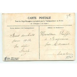 n°18961 - Carte Gaufrée avec des Paillettes - Bonne Année  - Ange devant un tableau décoré de fleurs