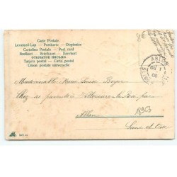 n°18963 - Carte Gaufrée - Bonne Année - Enfants emmenant un bonhomme de neige sur une luge
