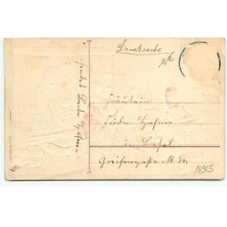 n°18965 - Carte Gaufrée - Glückliche Fahrt im neuen Jahre - Enfants récupérant des pièces d'or dans un train