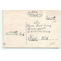 n°18968 - Carte Gaufrée - Fröhliches Neujahr - Fillettes avec des cochons