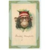 n°18970 - Carte Gaufrée - Prosit Neujahr - Tête de singe