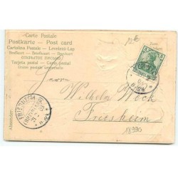 n°18990 - Carte Gaufrée - Chat jouant avec une pelote de laine