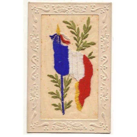 n°19052 - Carte Brodée - Drapeau Français