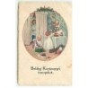 n°19059 - Pauli Ebner - Boldog Karacsonyi ünnepeket - Jeune femme espionnant des anges déposant un sapin