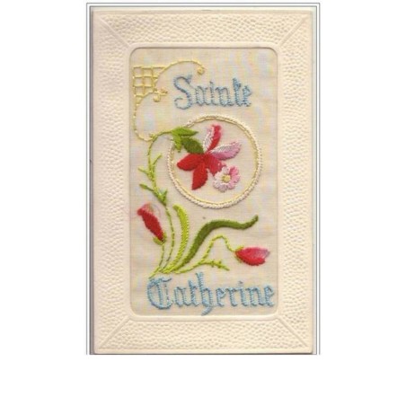 n°1907 - Carte Brodée - Sainte Catherine
