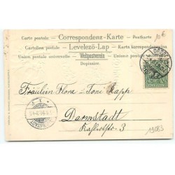 n°19083 - Carte Gaufrée - Fröhliche Ostern - Fillette dans un oeuf