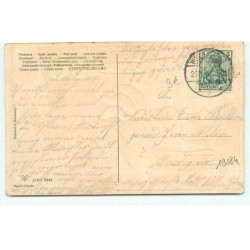 n°19084 - Carte Gaufrée - Fröhliche Ostern - Jeune fille près d'une hotte remplie d'oeufs, les montrant à une autre
