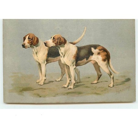 n°10840 - Carte Fantaisie Gaufrée - Chiens de chasse
