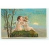 n°19088 - Flatscher - Deux anges s'embrassant lors d'un lever de soleil