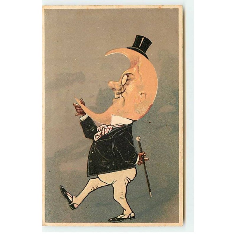 n°19094 - Homme avec une tête en forme de croissant de lune - Surréalisme