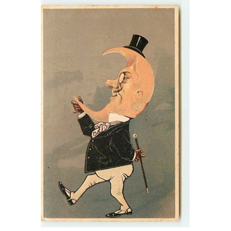 n°19094 - Homme avec une tête en forme de croissant de lune - Surréalisme