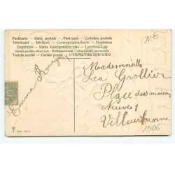 n°19096 - Carte Gaufrée - Fillette caressant un chat