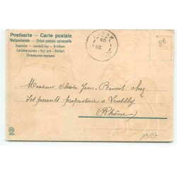n°19097 - Carte Gaufrée - Fillette câlinant un poulain devant la jument