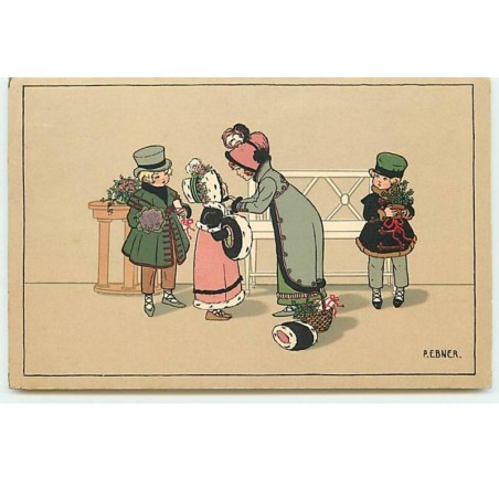 n°19106 - P. Ebner - MM Vienne n°607 - Jeune femme attachant le chapeau d'une fillette