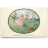 n°19107 - P. Ebner - MM Vienne n°1251 - Herzliche Ostergrüsse - Enfants chassant des poules autour d'oeufs