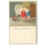 n°19108 - P. Ebner - MM Vienne n°878 - Das neue Brüderchen - Fillettes regardant un bébé dormant dans son berceau