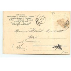 n°19112 - Carte Gaufrée - Souvenir de Pâques - Lièvres près d'oeufs, écoutant un garçon jouant du violon