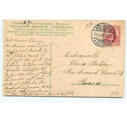 n°19113 - Carte Gaufrée - Gesegnetes Osterfest - Ange tenant des fleurs