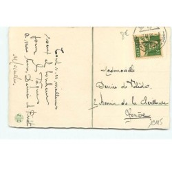 n°19115 - Joyeuses Pâques - Fillette avec un nid rempli d'oeuf, assise sur le dos d'un coq