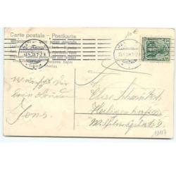 n°19117 - Carte Gaufrée - Clapsaddle - Fröhles Osterfest - Garçon assis entre deux oeufs remplis de violettes