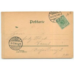 n°19120 - Fröhliche Weihnachten - Enfants sur un balcon regardant un ange gardien apportant un sapin