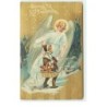 n°19122 - Carte Gaufrée - Wishing you a Merry Christmas - Ange Gardien tenant une fillette par la main