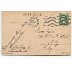 n°19122 - Carte Gaufrée - Wishing you a Merry Christmas - Ange Gardien tenant une fillette par la main
