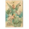 n°19124 - Carte Gaufrée - A Merry Christmas - Un Ange Gardien et un Ange faisant sonner des clochettes