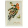 n°19136 - Viel Glück im neuen Jahre - Couple d'enfants sur une moto fleurie