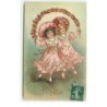 n°19143 - Carte Gaufrée - Bonne Fête - Fillettes dansant sous une guirlande de fleurs