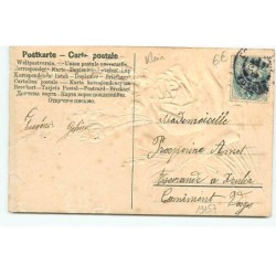 n°19157 - Carte Gaufrée - C. Klein - Dans ce monde ou tout penche ... - Rose et brins de muguet